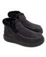 The Hey Dude Shoes Womens Denny Recycled Leather Grip Shoes in Jet Black