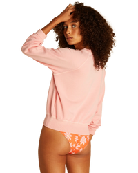 The Billabong Womens X Wrangler On The Rise Sweatshirt in Rose Quartz