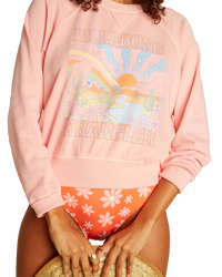 The Billabong Womens X Wrangler On The Rise Sweatshirt in Rose Quartz