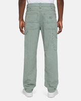 The Dickies Mens Garyville Hickory Stripe Trousers in Lincoln Green