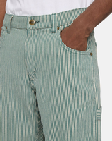 The Dickies Mens Garyville Hickory Stripe Trousers in Lincoln Green