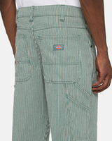 The Dickies Mens Garyville Hickory Stripe Trousers in Lincoln Green