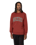 The Dickies Mens Aitkin Sweatshirt in Fired Brick & Grey