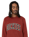 The Dickies Mens Aitkin Sweatshirt in Fired Brick & Grey