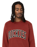 The Dickies Mens Aitkin Sweatshirt in Fired Brick & Grey