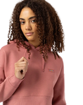 The Dickies Womens Oakport Cropped Hoodie in Whitered Rose