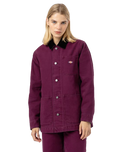 The Dickies Womens Duck Canvas Chore Jacket in Grape Wine