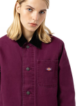 The Dickies Womens Duck Canvas Chore Jacket in Grape Wine