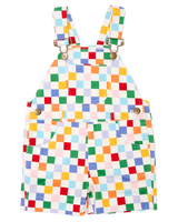 The Dotty Dungarees Boys Checkerboard Dungaree Shorts in Harlequin