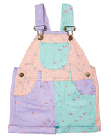 The Dotty Dungarees Girls Patchwork Dungaree Shorts in Floral