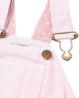 The Dotty Dungarees Girls Stripe Dungarees in Pink