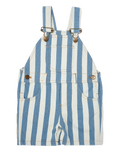 The Dotty Dungarees Boys Faded Stonewash Stripe Dungaree Shorts in Blue