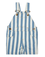 The Dotty Dungarees Boys Faded Stonewash Stripe Dungaree Shorts in Blue