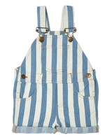 The Dotty Dungarees Boys Faded Stonewash Stripe Dungaree Shorts in Blue