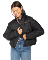 The Billabong Womens Cozy Puffer Jacket in Black Sands