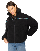 The Billabong Womens Sherpa Puffer Jacket in Black Sands