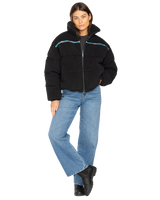 The Billabong Womens Sherpa Puffer Jacket in Black Sands