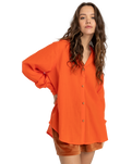 The Billabong Womens Swell Overshirt in Coral Craze