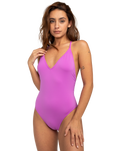 The Billabong Womens Sol Searcher One Piece Swimsuit in Bright Orchid