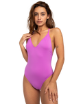 The Billabong Womens Sol Searcher One Piece Swimsuit in Bright Orchid