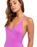 The Billabong Womens Sol Searcher One Piece Swimsuit in Bright Orchid