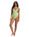 The Billabong Womens Tanlines Sage One Piece Swimsuit in Palm Green