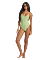 The Billabong Womens Tanlines Sage One Piece Swimsuit in Palm Green