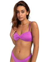 The Billabong Womens Sol Searcher Drapped Bandeau Bikini Top in Bright Orchid