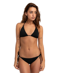 The Billabong Womens Sol Searcher Triangle Bikini Top in Black Pebble