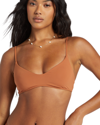 The Billabong Womens Sol Search V Bralette Bikini Top in Golden Brown