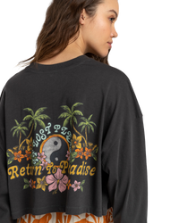 The Billabong Womens Beach Boyfriend Crop T-Shirt in Black Sands