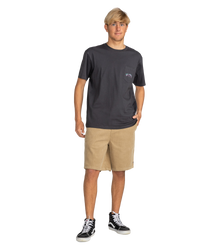 The Billabong Mens Stacked Arch T-Shirt in Washed Black