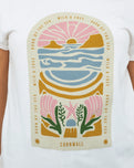 The Born by the Sea Womens Cornwall Arch T-Shirt in Stone Washed White