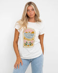 The Born by the Sea Womens Cornwall Arch T-Shirt in Stone Washed White