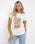 The Born by the Sea Womens Cornwall Arch T-Shirt in Stone Washed White