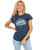 The Born by the Sea Womens Photo Mandala T-Shirt in Denim Blue