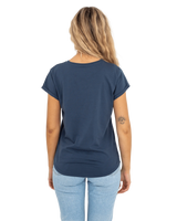 The Born by the Sea Womens Photo Mandala T-Shirt in Denim Blue