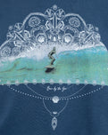 The Born by the Sea Womens Photo Mandala T-Shirt in Denim Blue