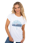 The Born by the Sea Womens Photo Mandala T-Shirt in White