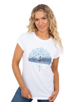 The Born by the Sea Womens Photo Mandala T-Shirt in White