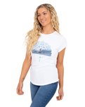 The Born by the Sea Womens Photo Mandala T-Shirt in White