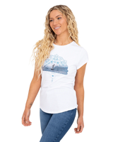 The Born by the Sea Womens Photo Mandala T-Shirt in White