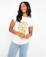 The Born by the Sea Womens Shells T-Shirt in Stone Wash White