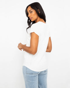 The Born by the Sea Womens Shells T-Shirt in Stone Wash White