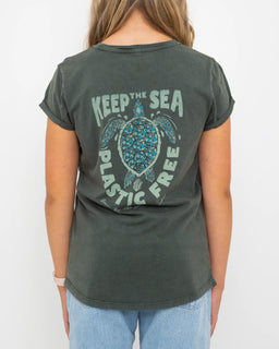 Turtle T-Shirt in Stone Wash Green