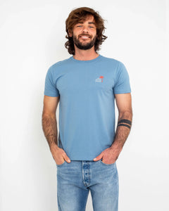 The Salt Water Seeker Mens Palm T-Shirt in Blue Dusk