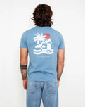 The Salt Water Seeker Mens Palm T-Shirt in Blue Dusk