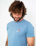 The Salt Water Seeker Mens Palm T-Shirt in Blue Dusk