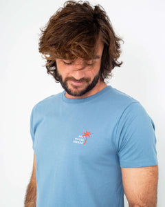 The Salt Water Seeker Mens Palm T-Shirt in Blue Dusk