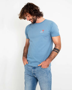 The Salt Water Seeker Mens Palm T-Shirt in Blue Dusk